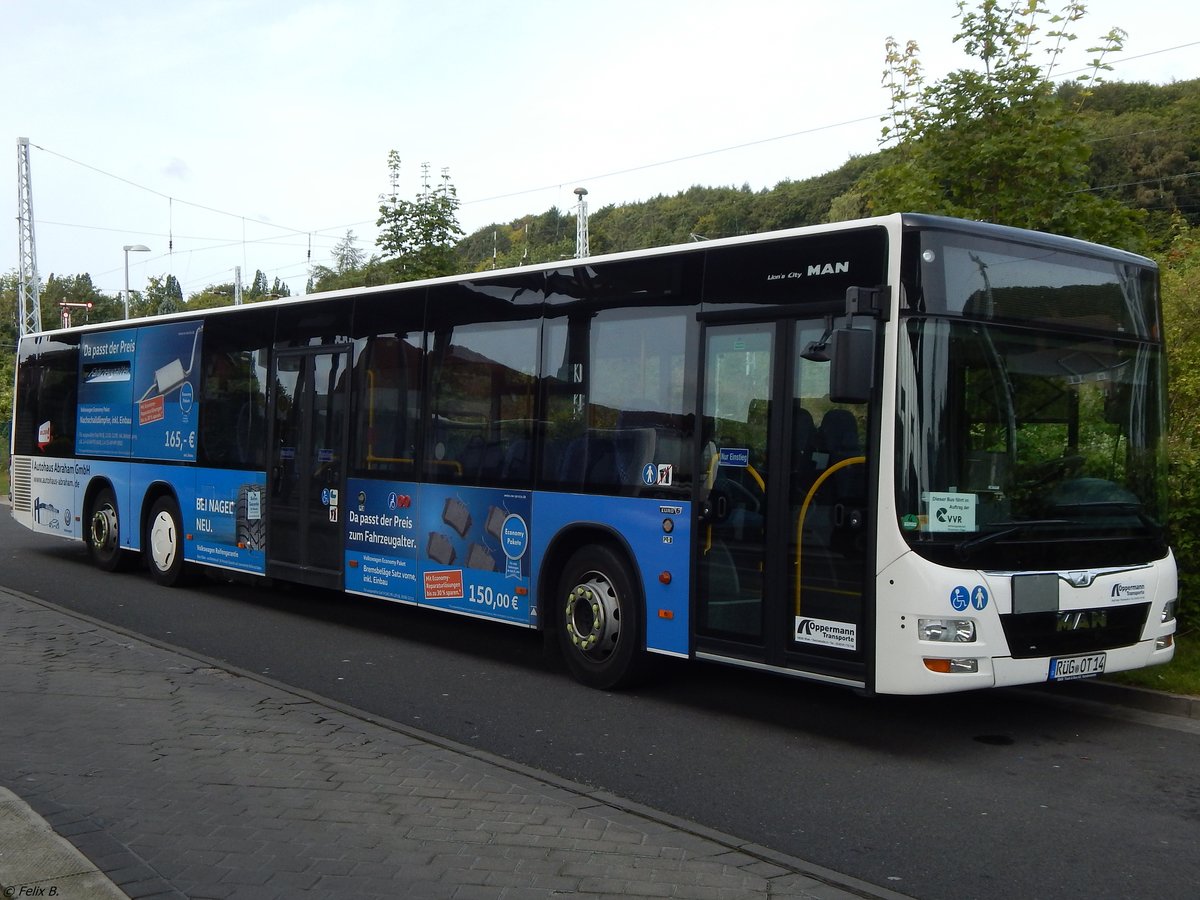 MAN Lion's City der Oppermann Transporte aus Deutschland in Sassnitz.