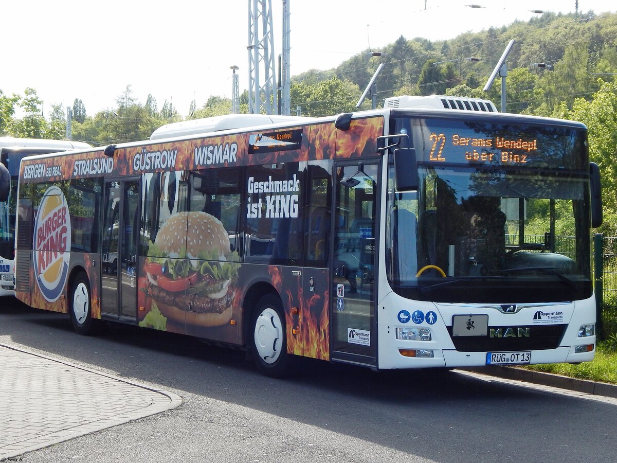 MAN Lion's City der Oppermann Transporte aus Deutschland in Sassnitz.