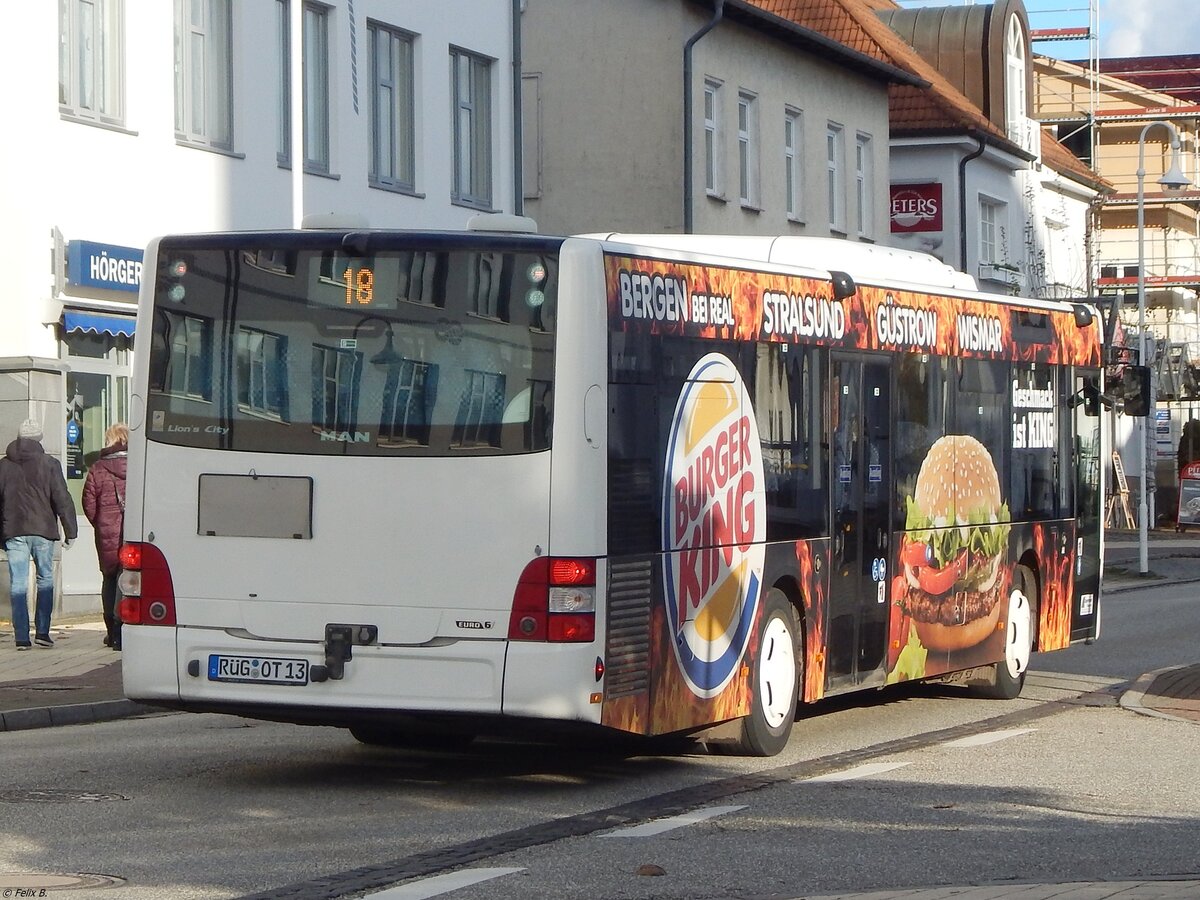 MAN Lion's City der Oppermann Transporte aus Deutschland in Sassnitz. 