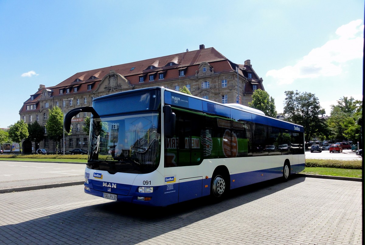 MAN Lions City von SAX Bus Ende Juli 2015 beim Hauptbahnhof gesehen.