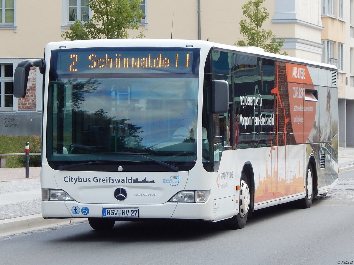 Mercedes Citaro II der Stadtwerke Greifswald in Greifswald.