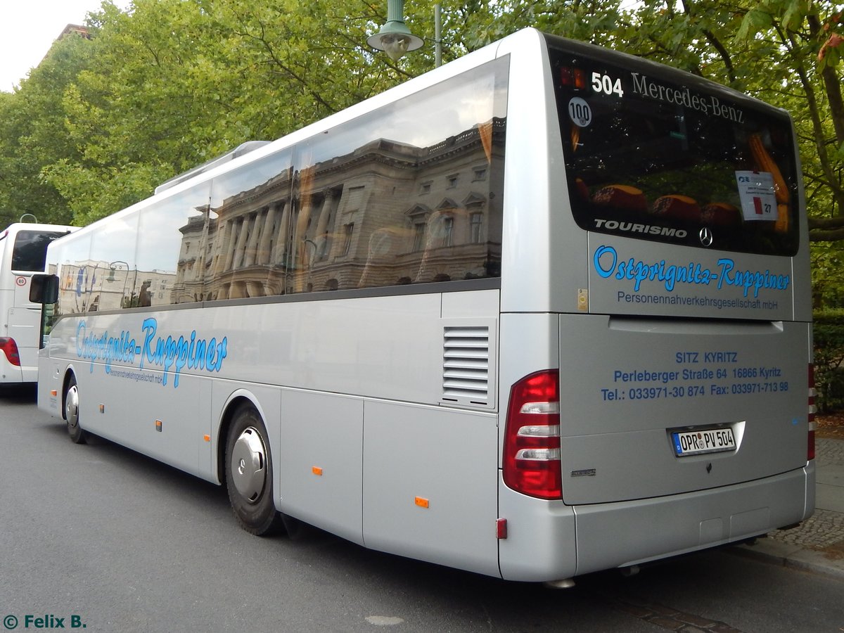 Mercedes Tourismo von Ostprignitz-Ruppiner Personenverkehrsgesellschaft in Berlin.