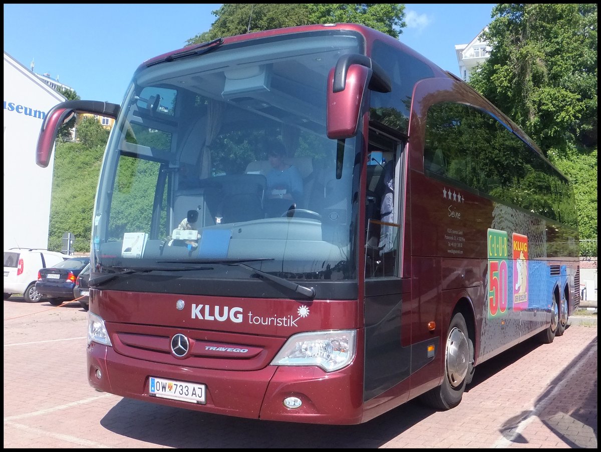 Mercedes Travego von J. Mathä aus Österreich im Stadthafen Sassnitz.