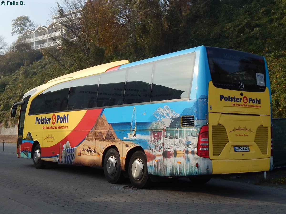 Mercedes Travego von Polster & Pohl aus Deutschland im Stadthafen Sassnitz. 