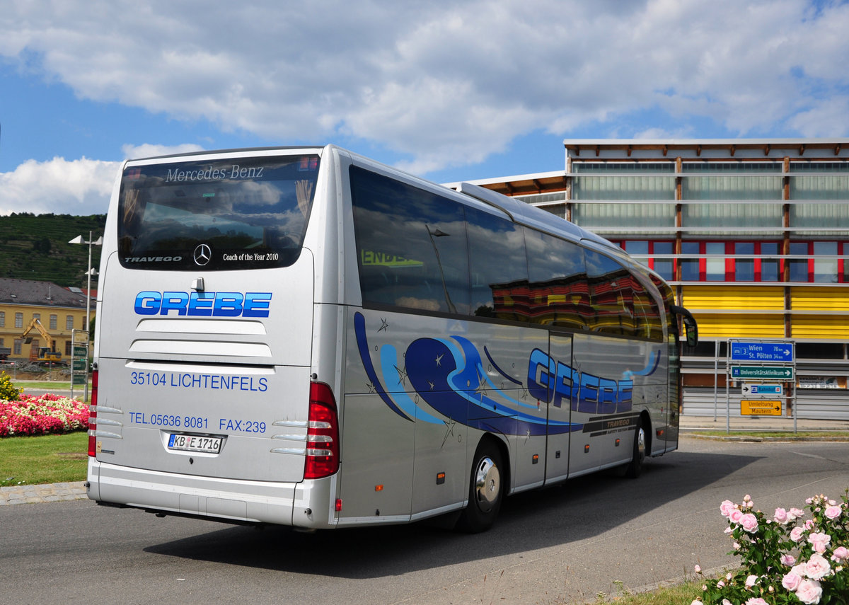 Mercedes Travego vom Reisedienst GREBE aus der BRD in Krems gesehen.