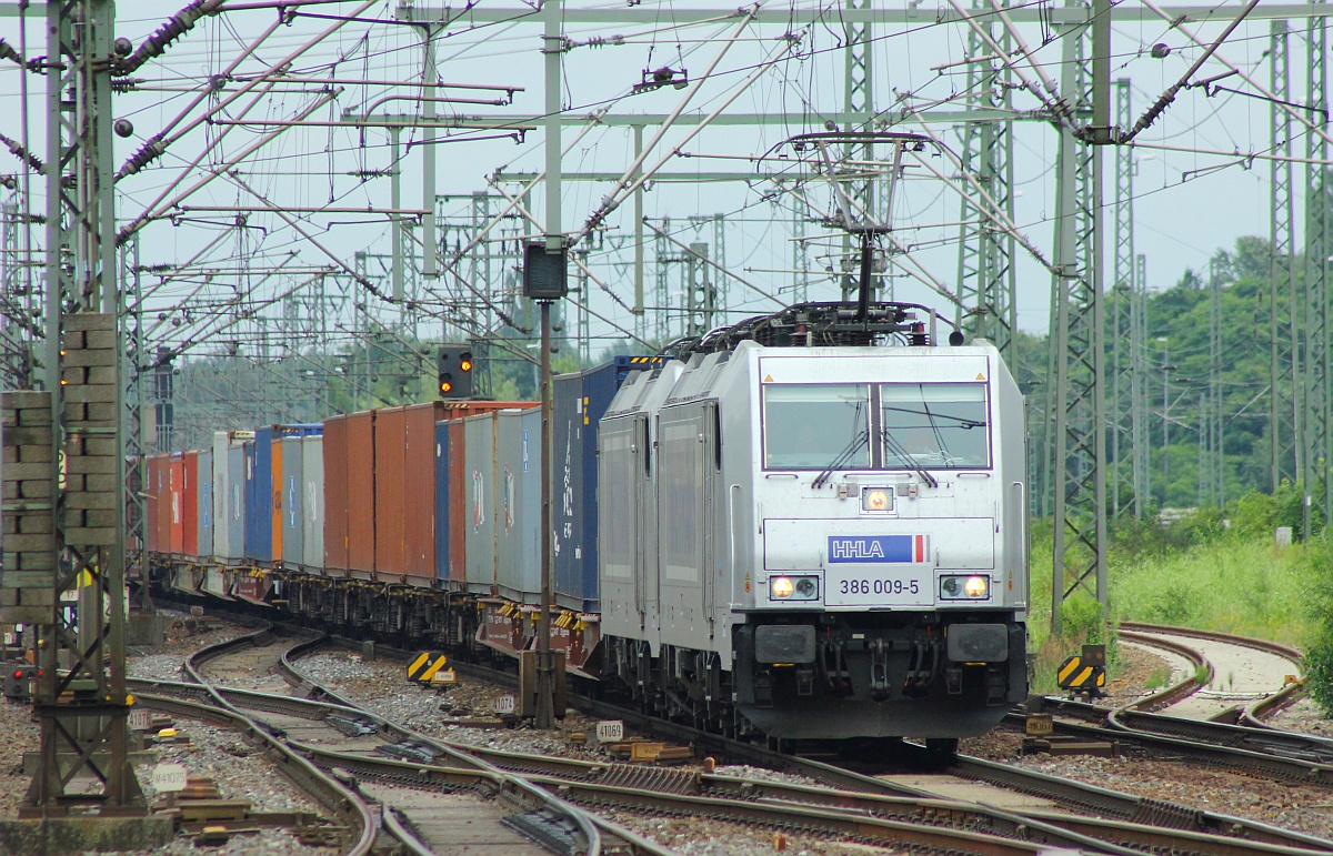 Metrans/HHLA 386 009-5 und 019-4 Harburg 02.07.2016