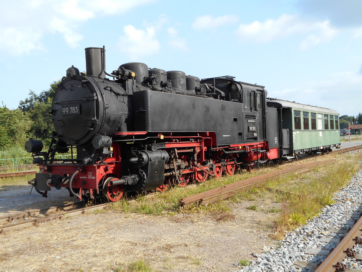 Mit dem KB4i 970-788 stand die 99(1)783,am 08.Juli 2018,im Putbuser Freigelände.