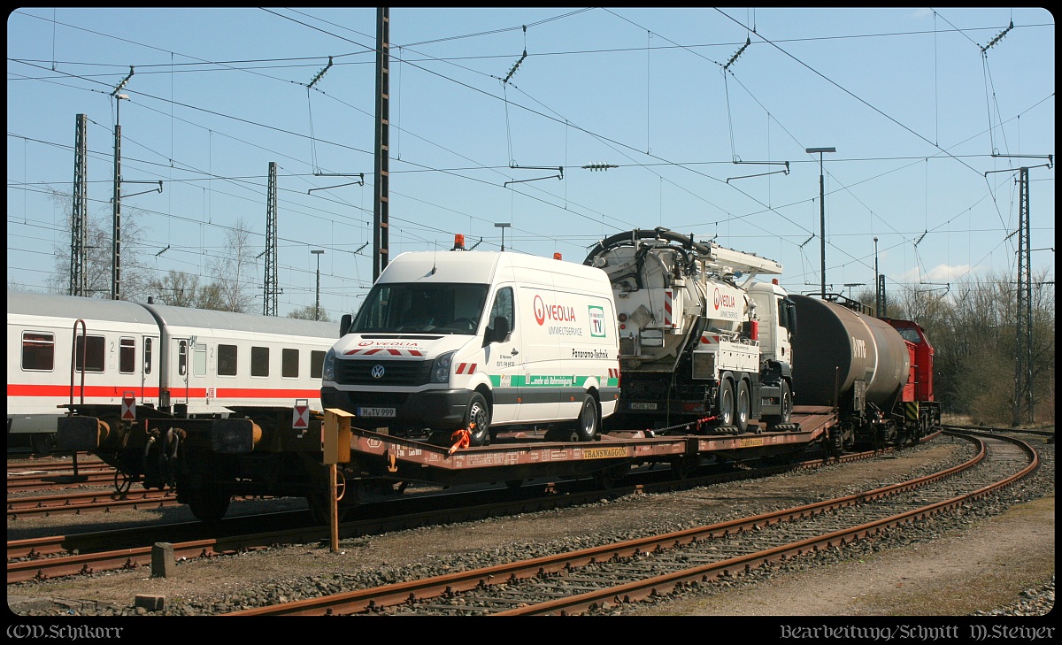 Mit freundlicher Genehmigung aus Flensburg: Hier zu sehen der eingesetzte  Spülzug  mit dem im/am Bhf Flensburg Reinigungsarbeiten vollzogen wurden. Flensburg Peelwatt 18.04.2015