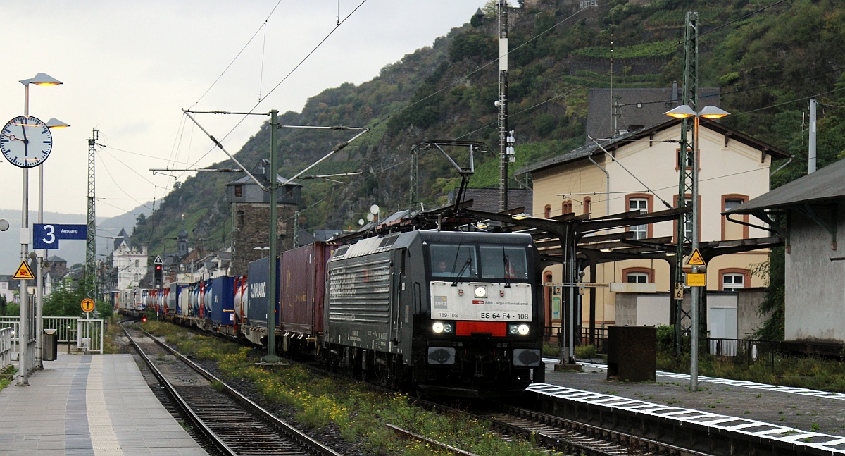 MRCE/SBB  Alpäzähmer  189 108 mit Containerzug in Kaub 15.09.2021