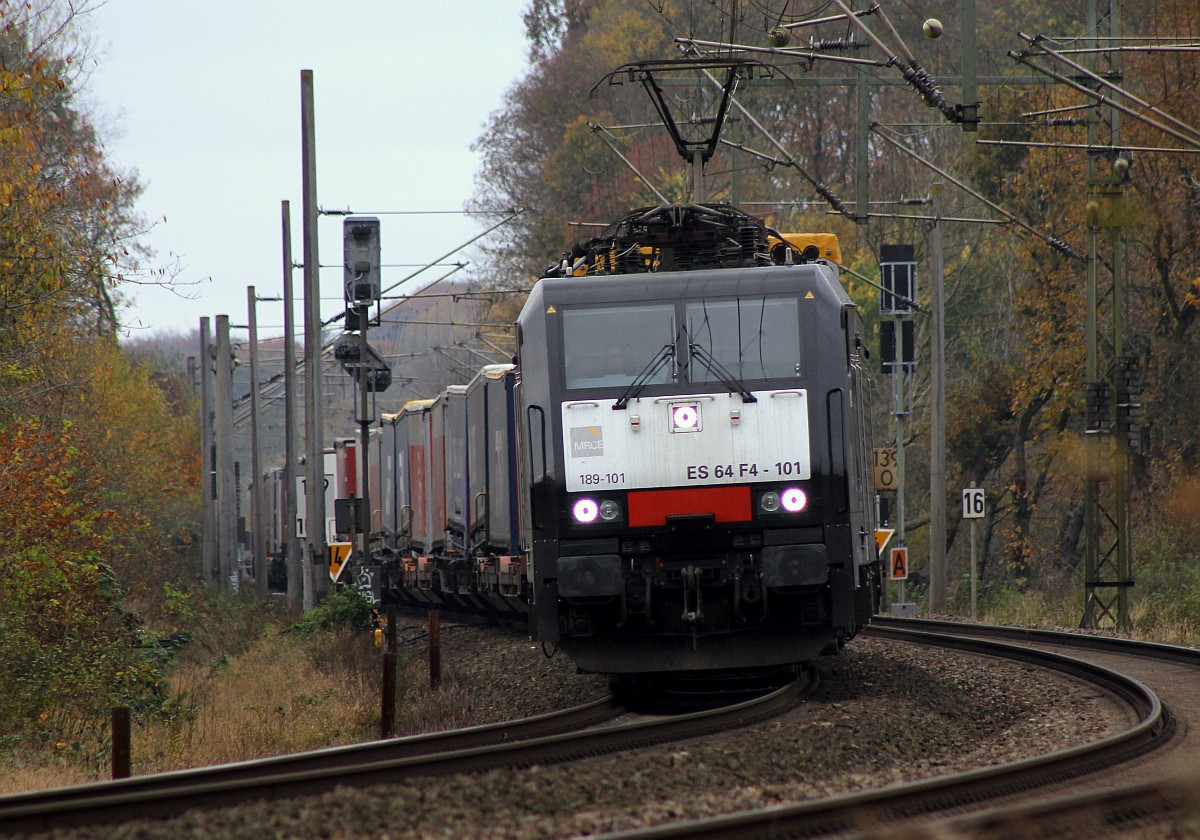 MRCE/TXL ES64F4-101/6189 101 mit DGS 40577 aufgenommen am Esig Schlesig Richtung Süden. 06.11.2016