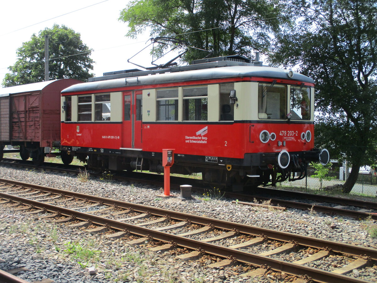 Nach Erfurt ging es,am 28.August 2022,weiter zur Oberweissbacher Bergbahn.In Lichtenhain stand der 479 203.