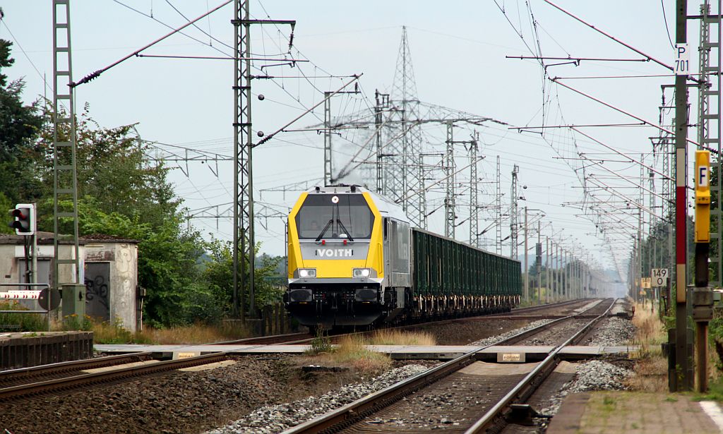 NBE Rail 263 006-9 mit Düngerkalkzug transportiert in polnischen Eanos Wagen. Jübek Blickrichtung Schleswig(überarbeitet) 28.08.2012