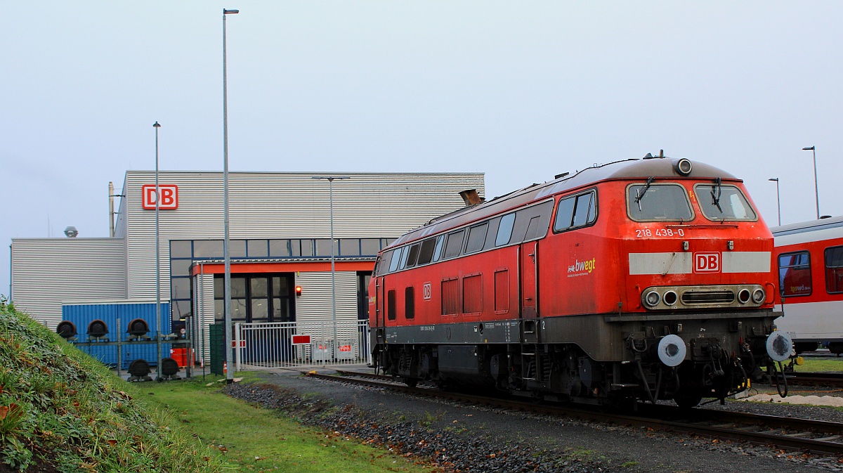 Neue Gastlok: DB 218 438-0, REV/HB X/28.06.18, Niebüll Bw 27.11.2021