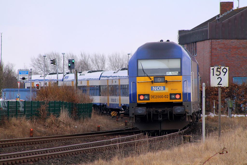 NOB DE 2000-02/223 054-8 als Schublok der NOB nach Hamburg. Husum-Nord 31.03.2013