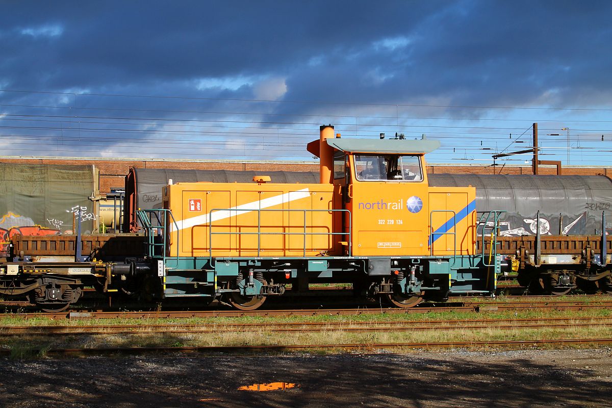 Northrail/TXL 322 220 124 (ex DSB MK 605) vor Theaterkulisse in Pattburg/Padborg 16.09.2022