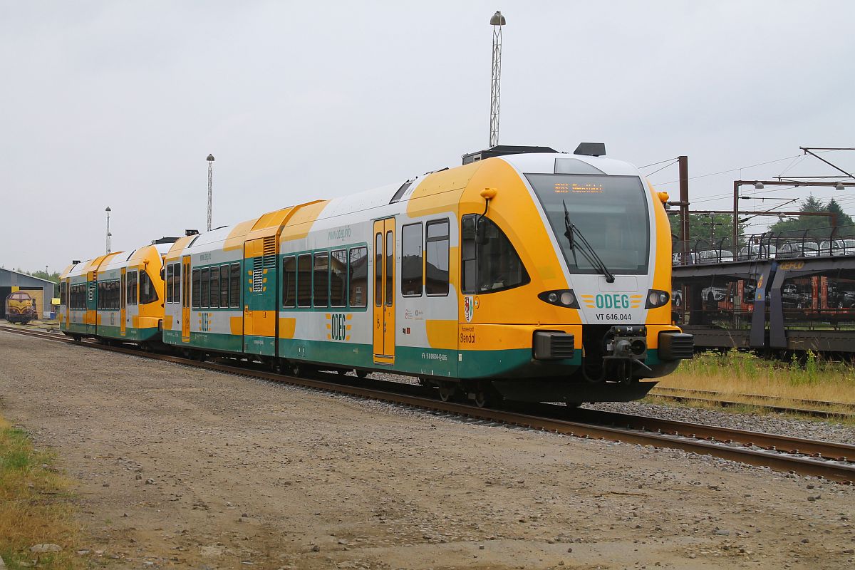 ODEG Stadler GTW 2/6 646.044 + 646.04. auf dem Weg zur VIKING Rail Werkstatt zur Zwischenabstellung in Pattburg/Padborg 29.06.2023