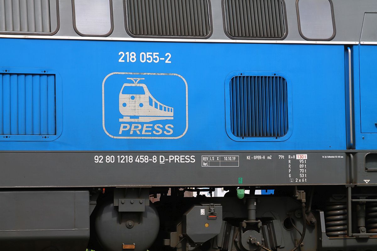 Personalausweis der PRESS 218 055 (218 458) mit Revisionsdaten Niebüll Autozug 02.06.2024