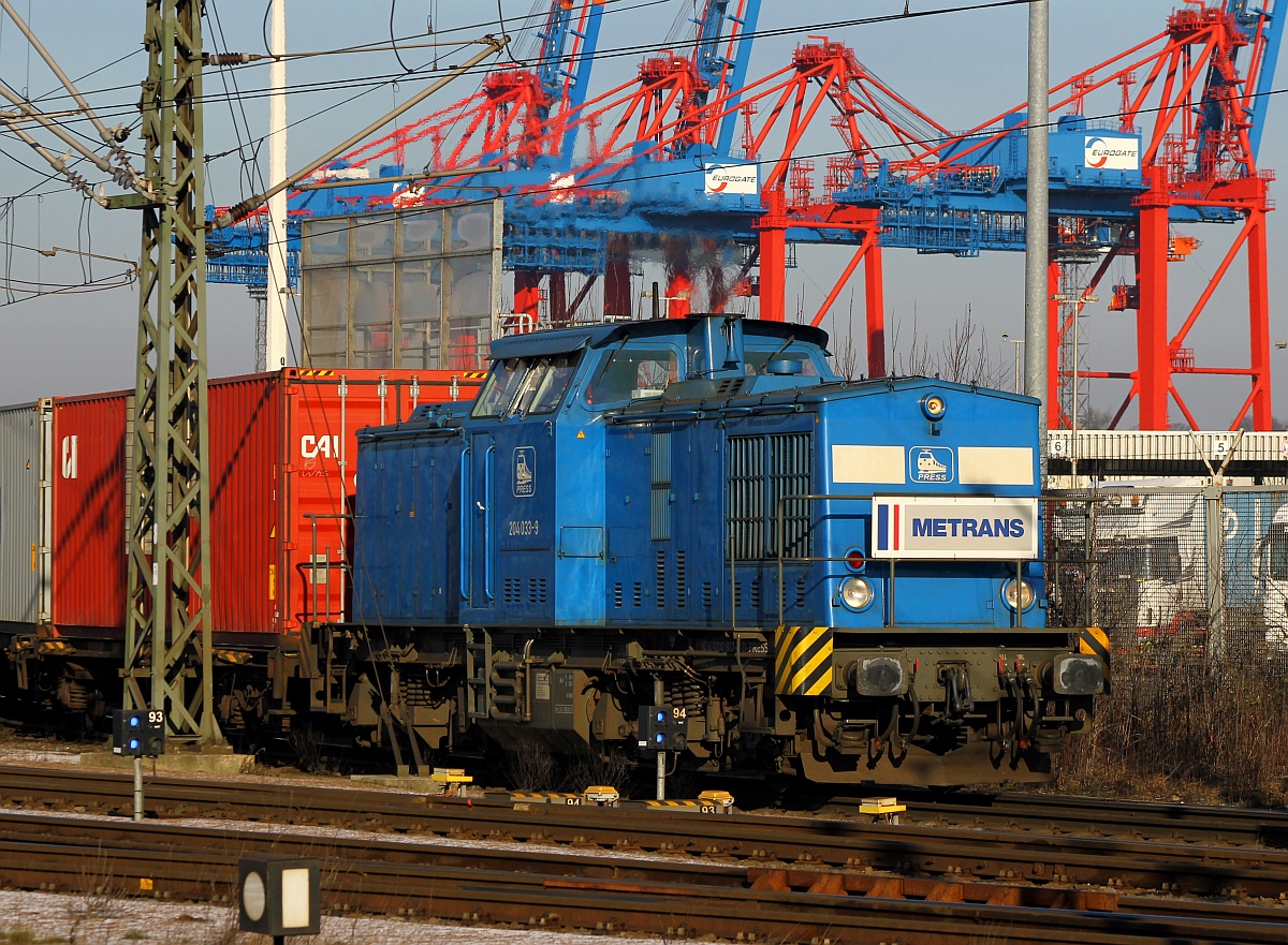 PRESS/Metrans 204 033-9 oder 1 202 817-3(REV/LS X/05.05.10)im Rangierdienst eingesetzt am Eurogate-Terminal HH-Waltershof/Dradenau. 06.02.2015