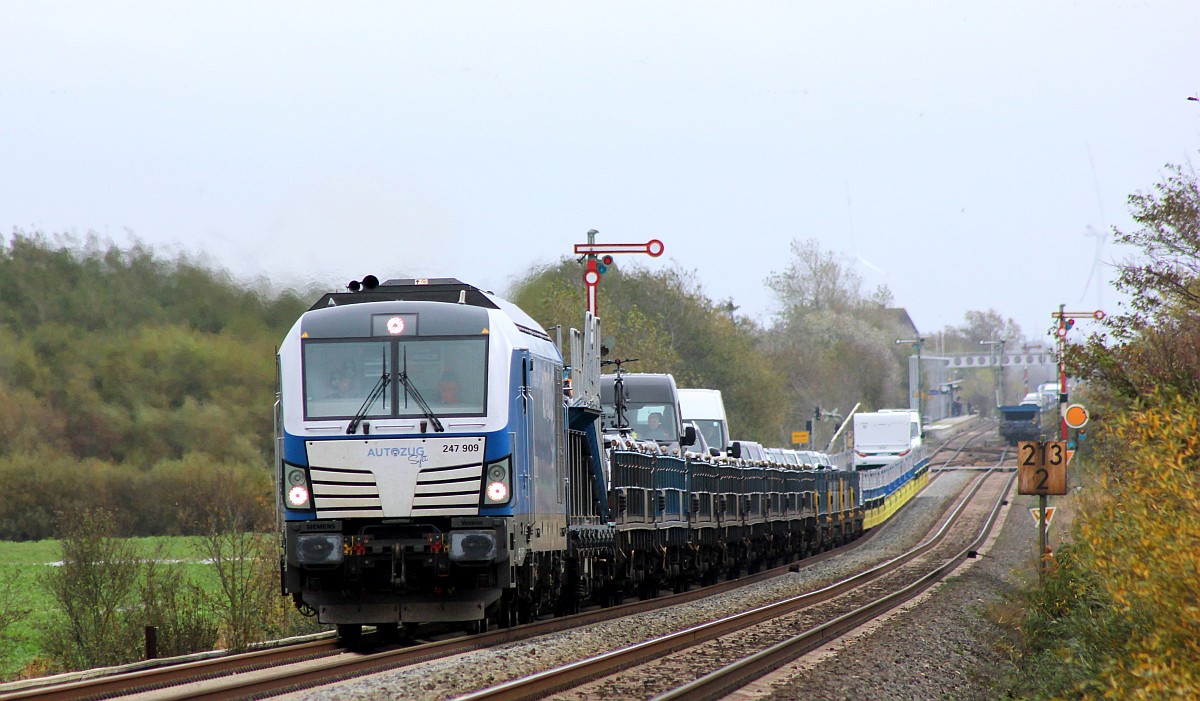 RDC 247 909 mit AZS nach Westerland, Dreieckskoog/Klanxbüll 19.10.19