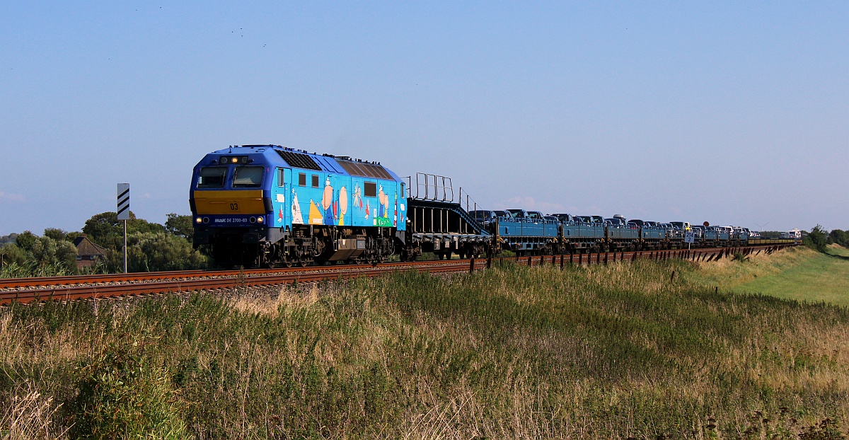 RDC/RAG 215 003-0 mit nem AZS nach Westerland. Wiedingharder Neuer Koog 01.09.2021