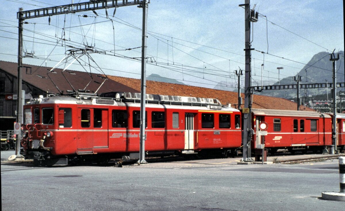 RhB ABDe 4/4 Nr.486 in Chur am Bahnhofvorplatz im Oktober 1991.