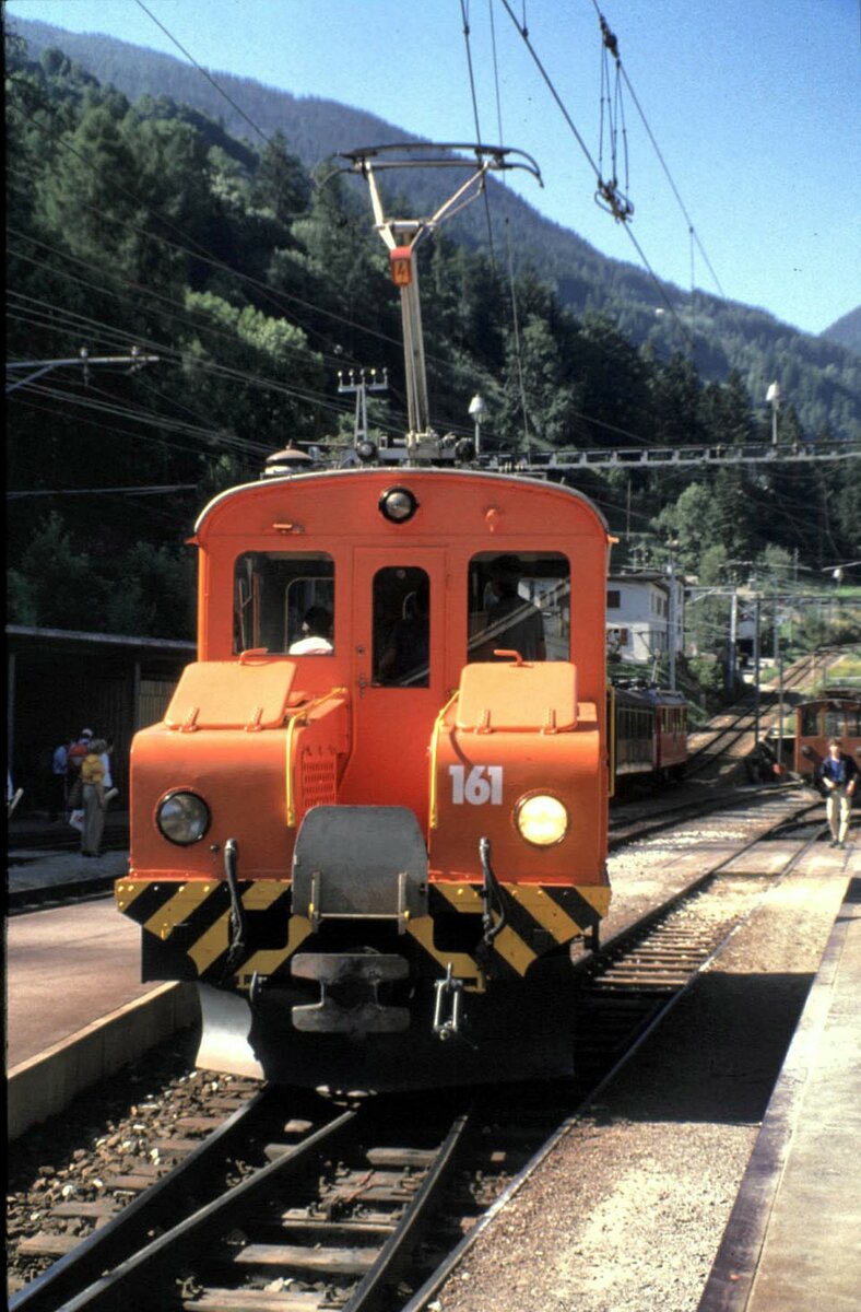 RhB Ge 2/2 Nr.161 Eselein in Poschiavo im August 1989.