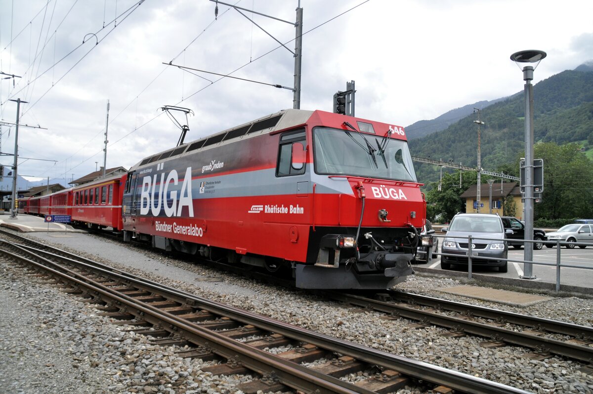 RhB Ge 4/4 III Nr.646 mit Werbung Buga in Landquart am 29.08.2009.
