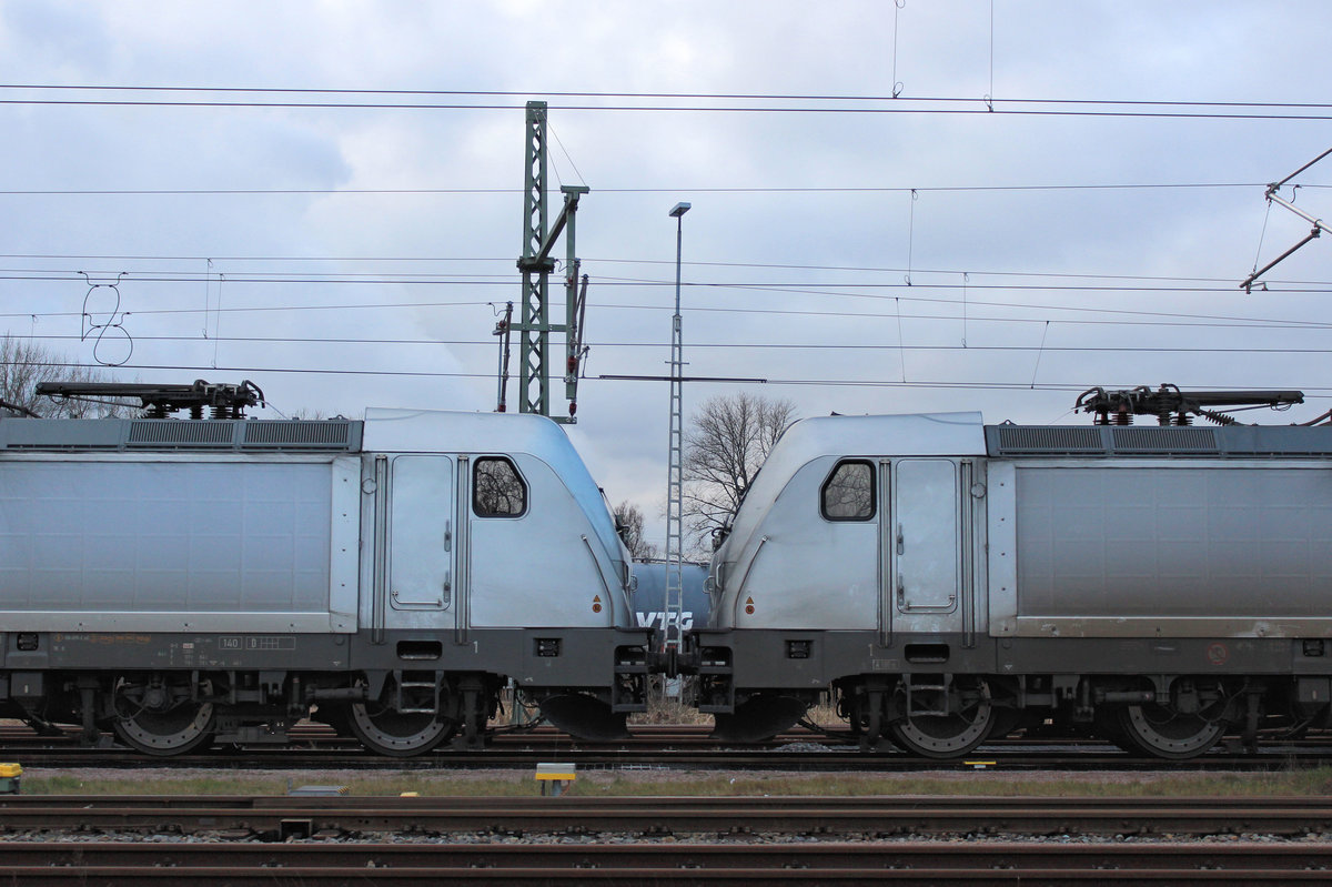 Rhein Cargo 187 071-6 und Rhein Cargo 187 079-9 am 06.01.2018 in Hamburg - Hohe Schaar.