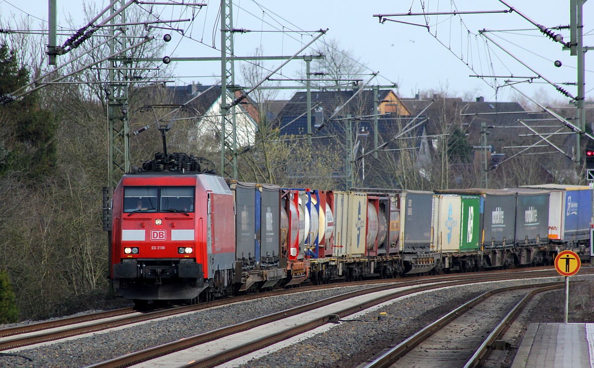 RSC EG 3108 mit KLV nach Dänemark durchfährt hier Schleswig. 25.03.2017