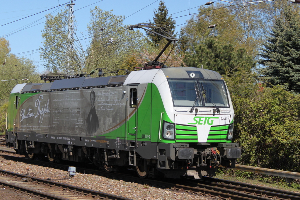 SETG-Vectron 193 831 „Christian Doppler“.beim Rangieren am 30.04.2017 in Rostock-Bramow.