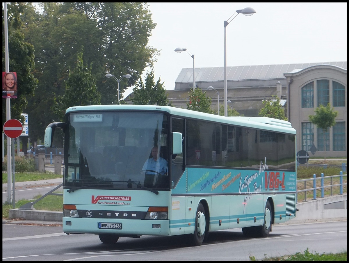 Setra 315 H der Verkehrsbetrieb Greifswald-Land GmbH in Greifswald.