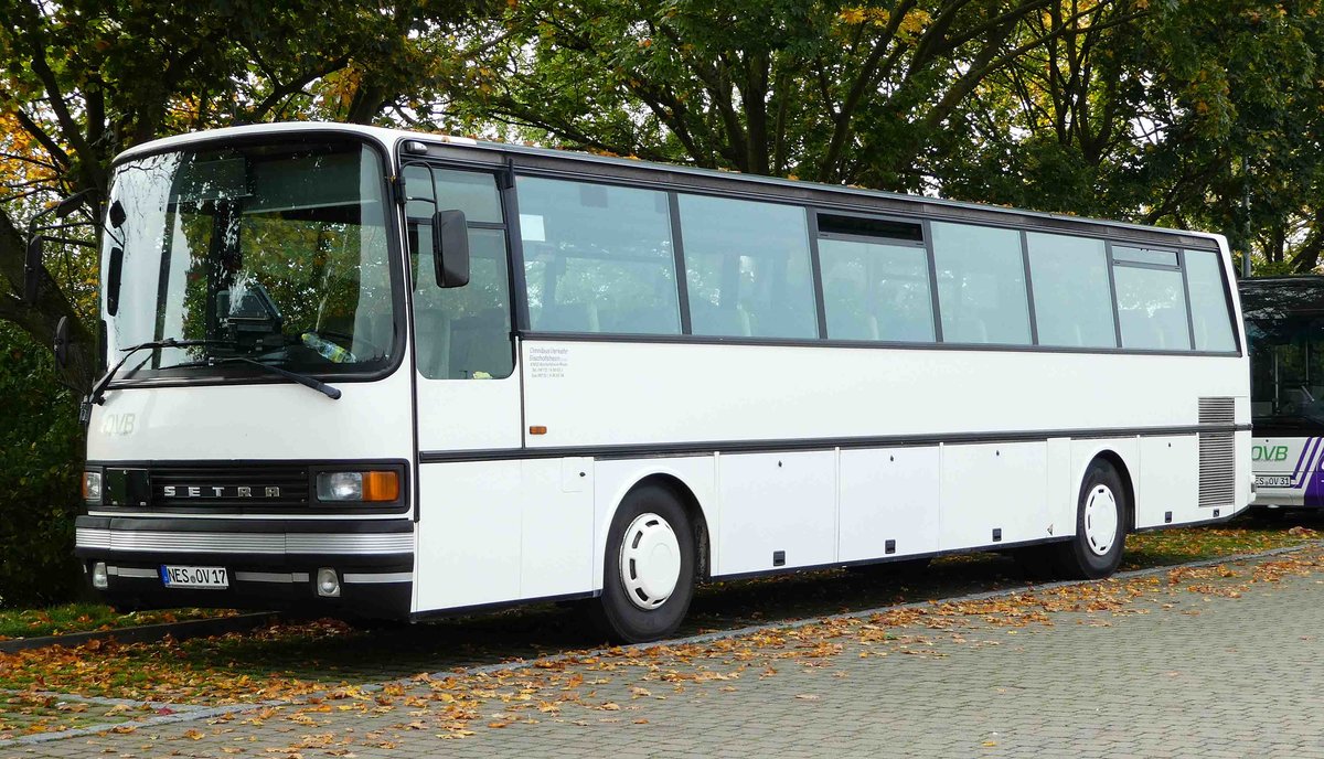 Setra von  OVB  steht auf dem Busplatz in Bad Neustadt/Saale im Oktober 2017