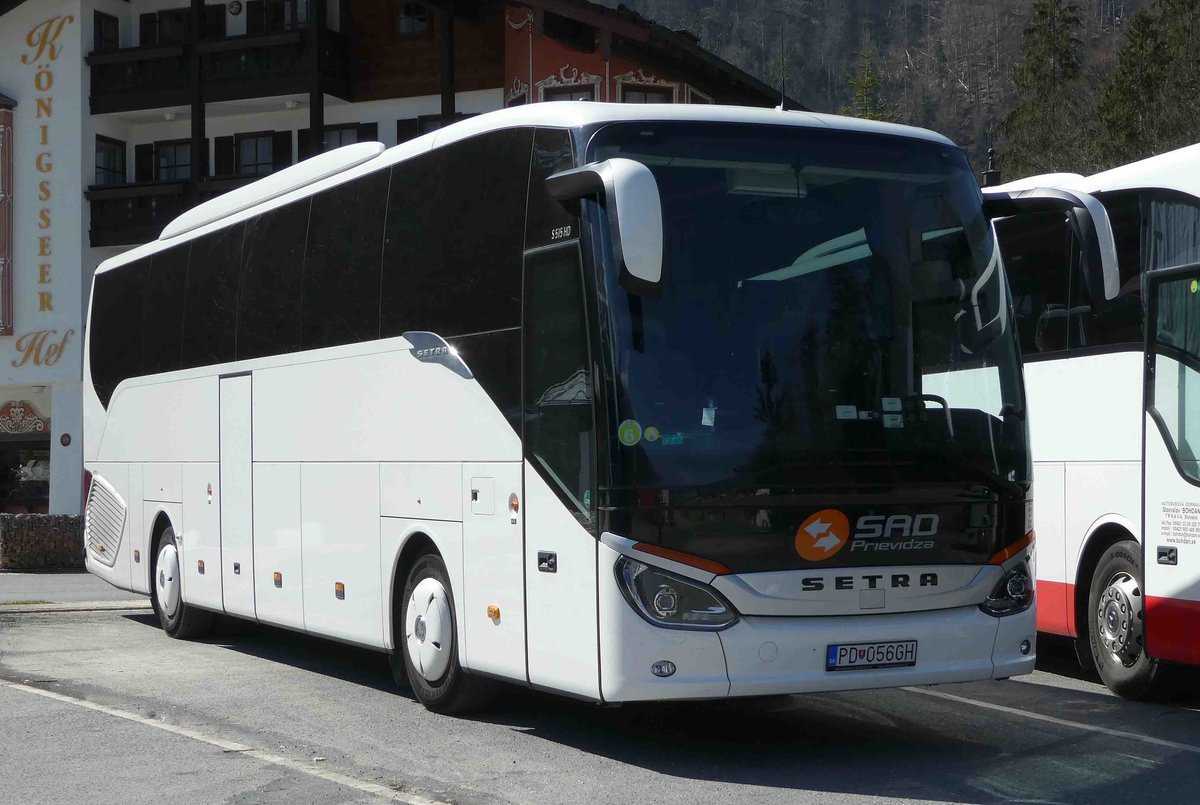 Setra S 515 HD von SAD Prievidza steht auf dem Parkplatz K�nigsee im April 2019