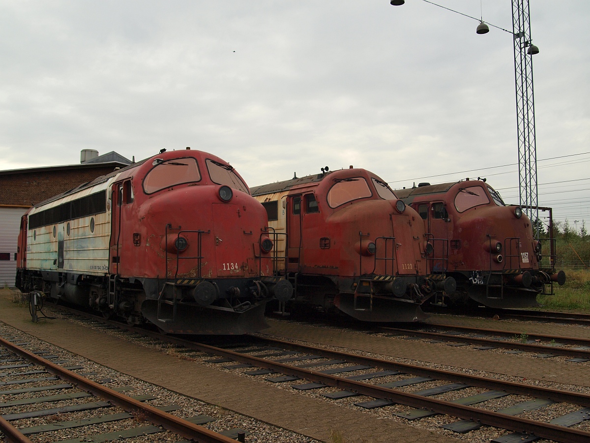 Sie sehen nicht mehr all zu gut aus sind aber besser in Schuss als so manch andere Lok in unserem Lande...MY 1122 1134 und 1157 bei der Mini Parade an der Schenker/Railcare Werkstatt in Padborg. 21.10.2011(üaVinG)