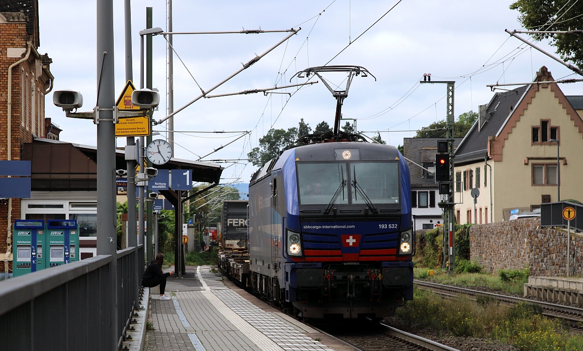 SIEAG/SBB 193 532-9 (MMAL/05.03.20) mit FERCAM KLV. Geisenheim 16.09.2021