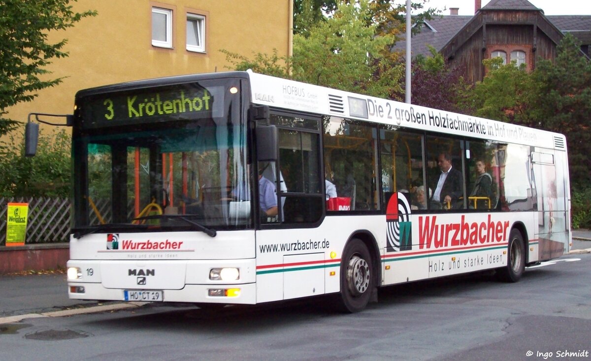 Stadtwerke Hof | HofBus | Nr. 19 | HO-CT 19 | MAN NL 223 | 04.09.2008 in Hof