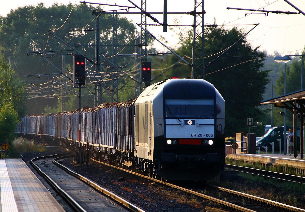 Statt der Gz Umleiter kam der OHE Holzzug aus Padborg mit 223 005-0 durch Schleswig gedieselt. 18.07.2014