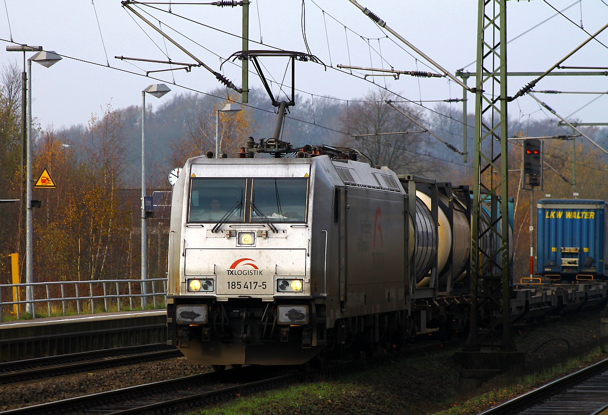 TXL 0185 417-5 kam aus Richtung Dänemark mit dem DGS 45699 durch Schleswig gefahren. 23.11.2014