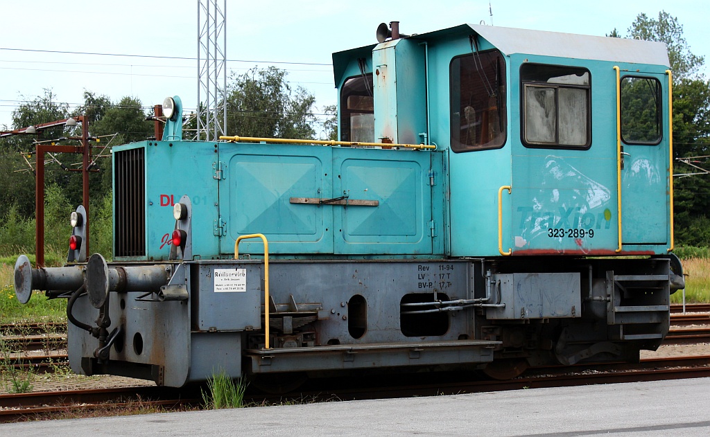 Umbauvariante einer Köf. 1960 als Köf 6663 für die DB bei O&K/LgII gebaut und 1986 ausgemustert fährt die ex TraXion Lok seit 2005 für Railservice Jessen in Rodekro/DK. Padborg 31.08.2012