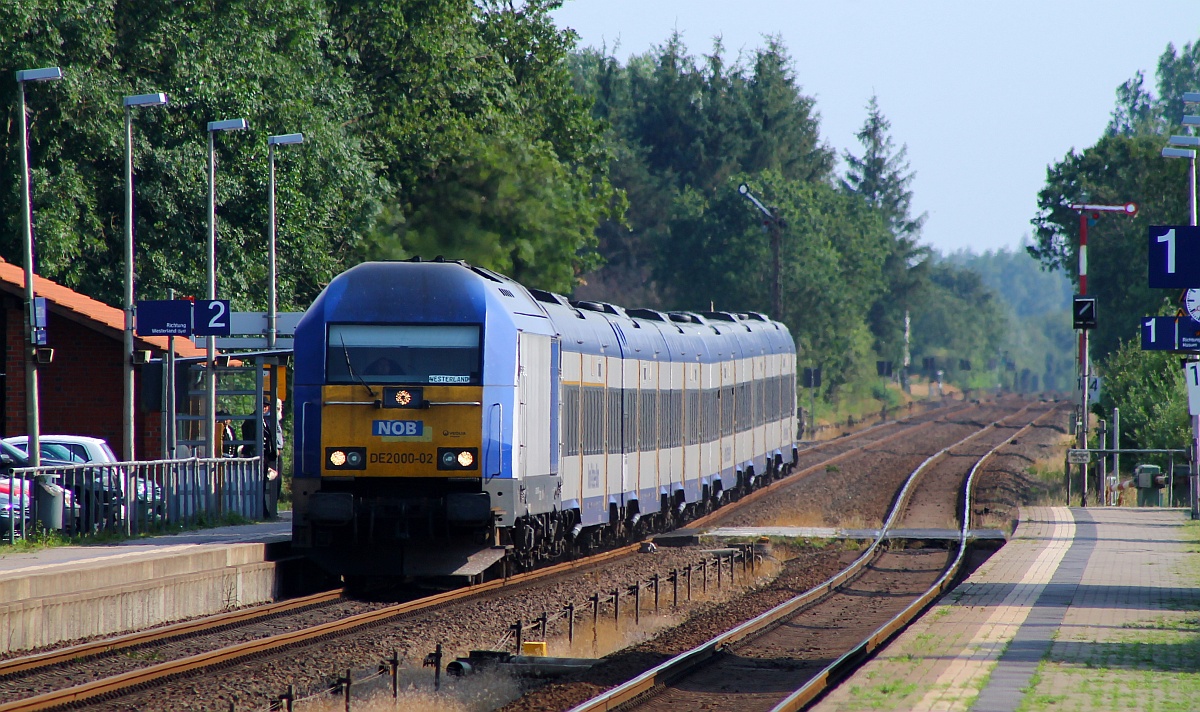 Veolia/NOB DE2000-02/ 223 054-8 dieselt hier mit einer NOB nach Westerland durch Langenhorn. 02.08.2014