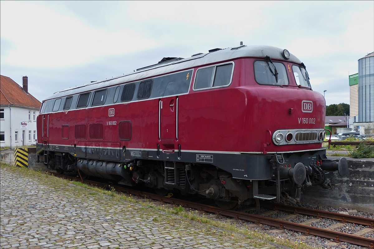 Vorserien-Diesellok V160 002 (BR 216) (Lollo) war am 15.09.2019 im Bahnhof Harpstedt abgestellt. (Hans)