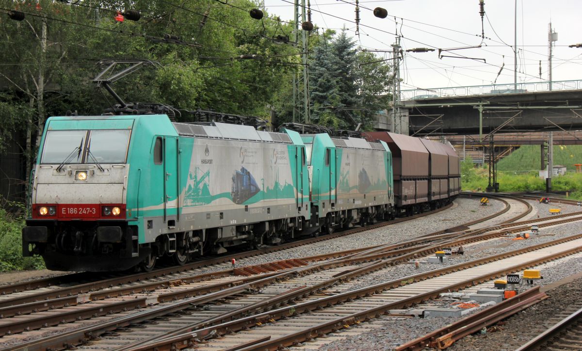 VPS 186 247-3(REV/mgw/02.03.17) und 186 131-9(REV/mgw/03.03.16) mit nem Kohlependel zum Hansa Port. HH-Harburg 06.07.2019