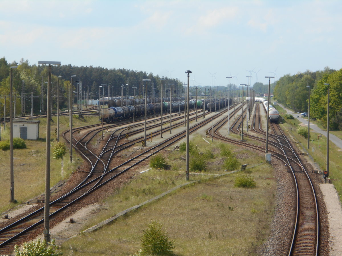 Werkbahnhof Stendell mit Blick Richtung Westen am 18.Mai 2019.