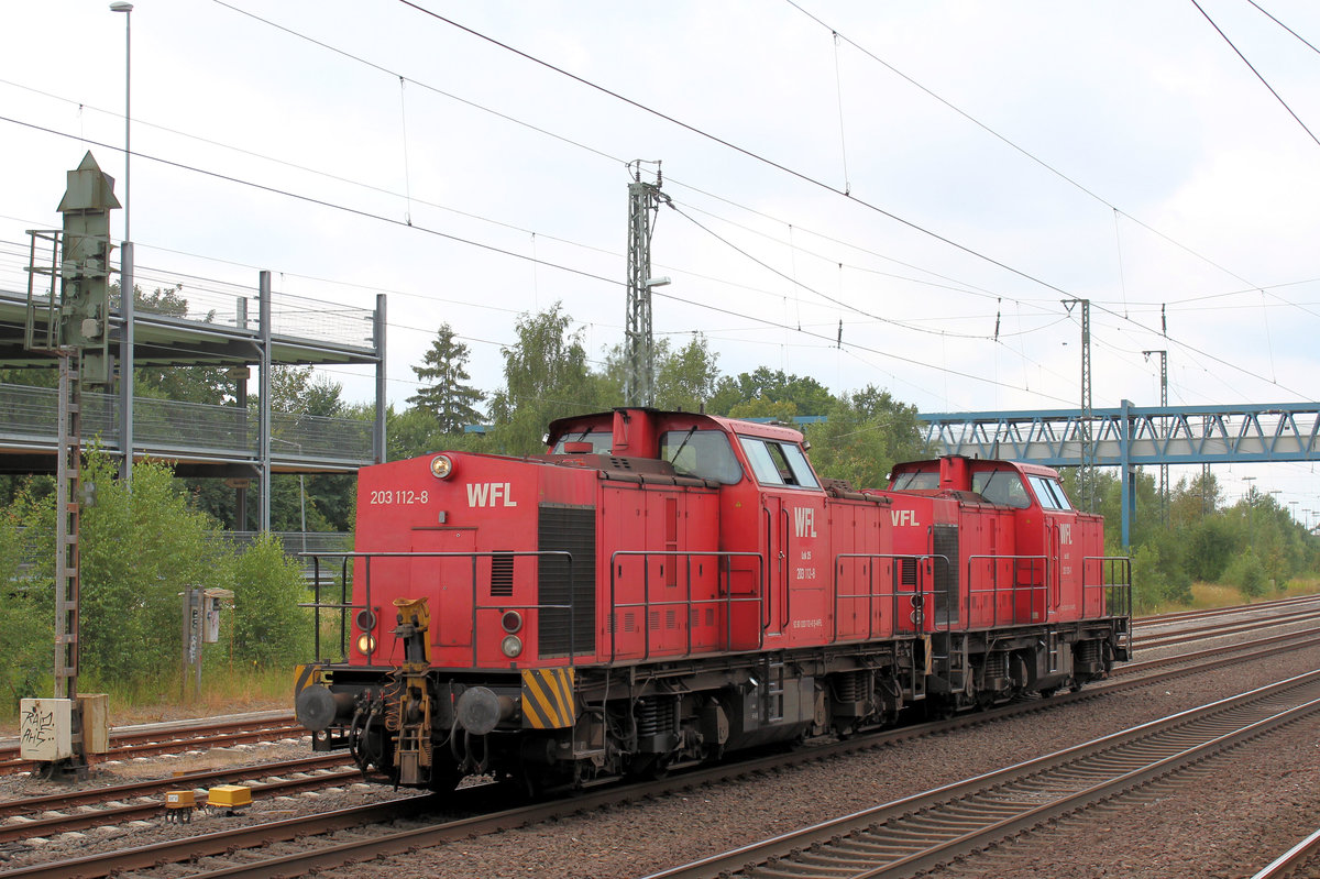 WFL 203 112-8 u. 203 120-1 am 30.07.2016 in Buchholz (Nordheide).