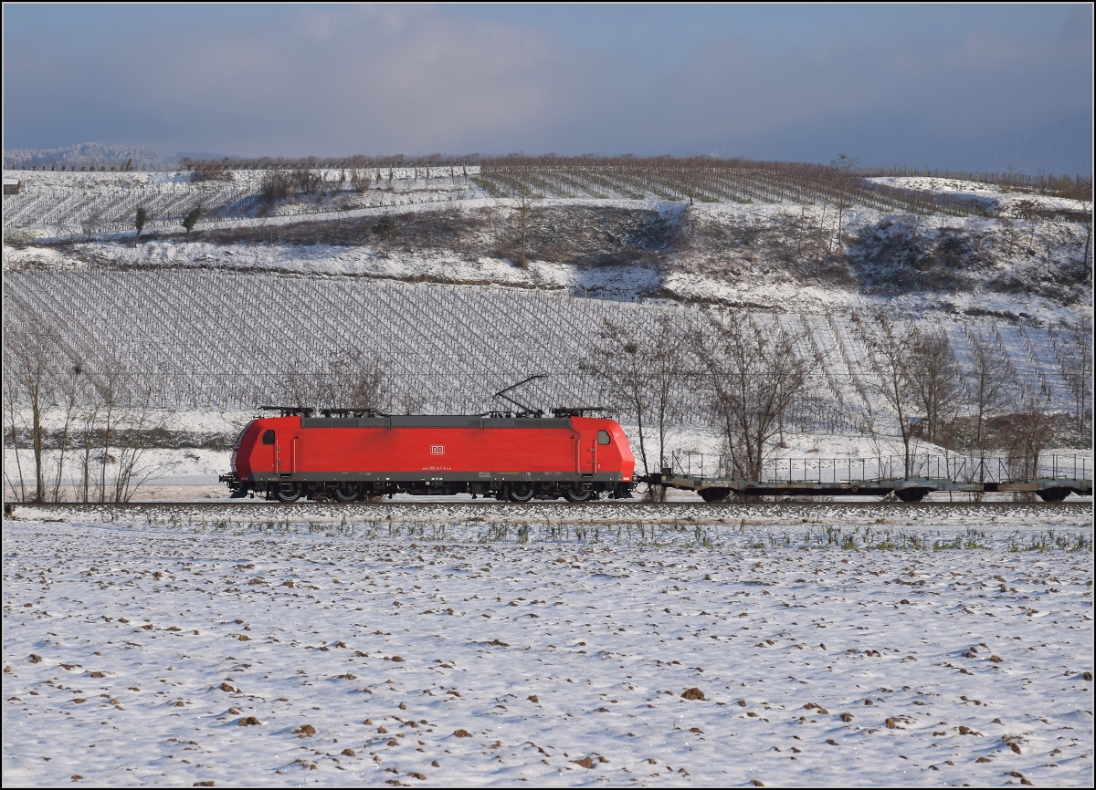 Zwischen Belchensystem und Blauendreieck. 

Aus Basel kommt 185 134. Buggingen, Februar 2021.