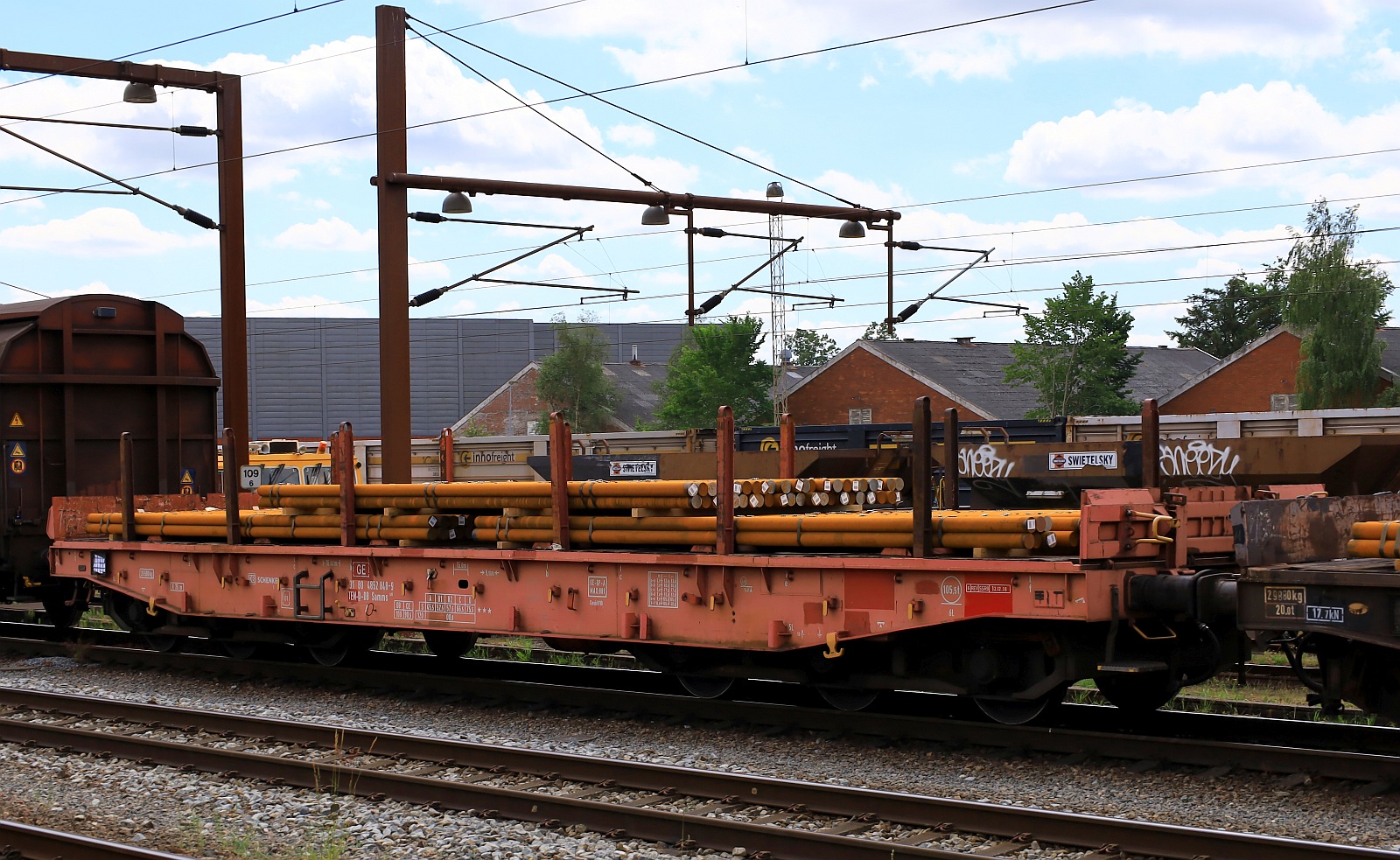 D-DB 31 80 4852 848-9 Gattung Samms489 sechsachsiger Wagen für schwere Transporte, Pattburg 25.06.2023