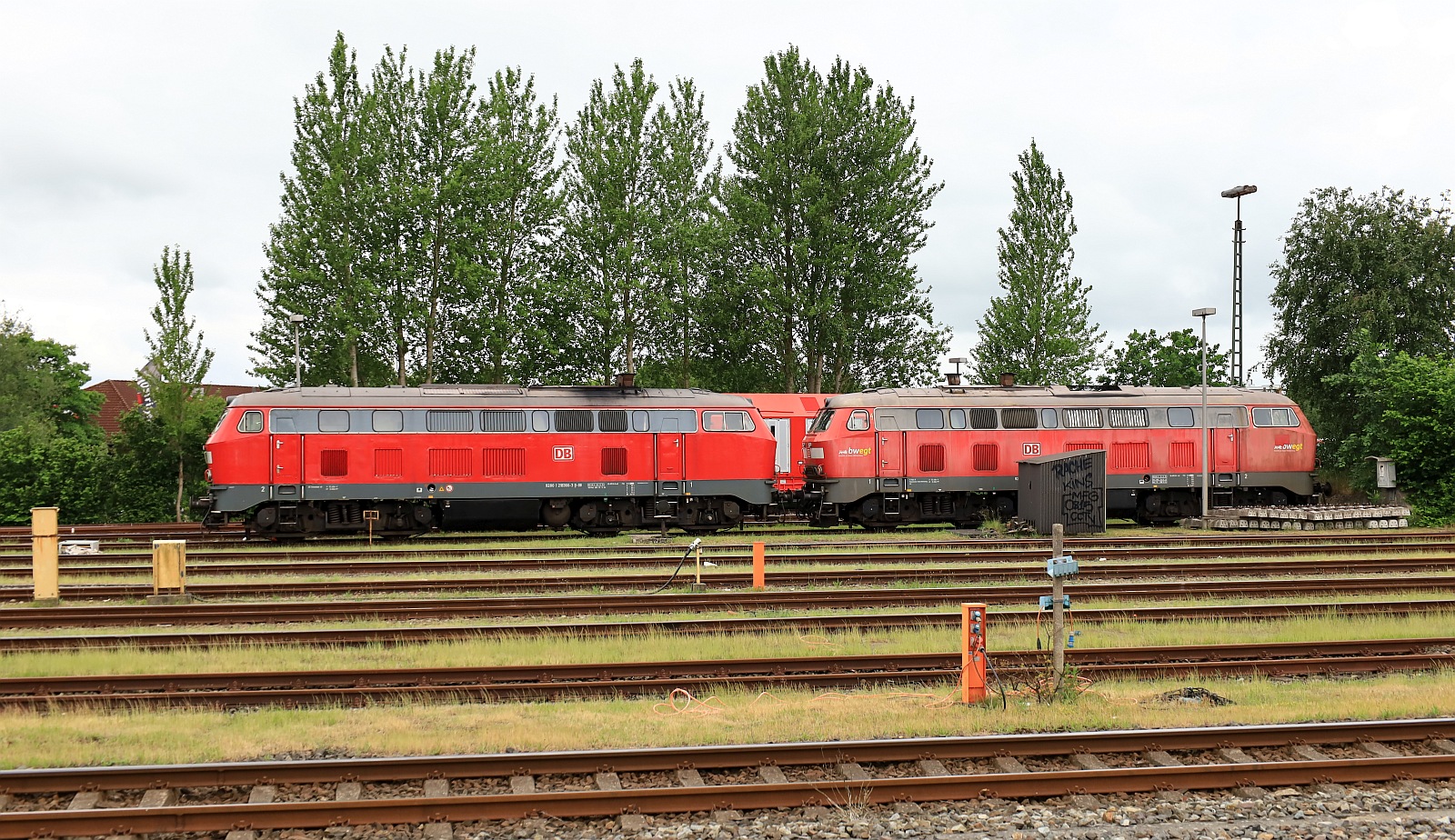 DB 218 366-3(TB10/11) + 218 491-9(Pielstick/MTU 4000) Niebüll Gbf 03.06.2024 