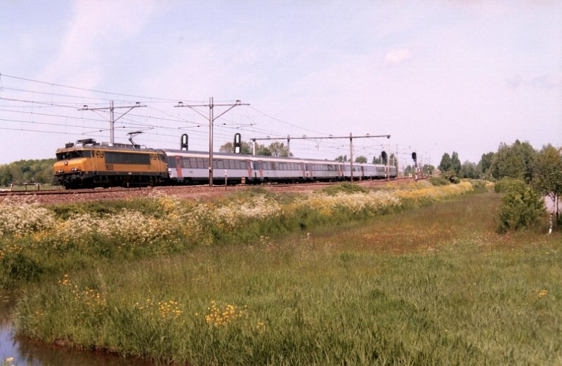 1633 mit D-Zug Amsterdam-Paris Nord fotografiert in Leiden am 21-05-1995.