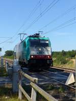 ITL (Import Transport Logistik) Lokomotive 186 134 bei Bahnübergang Devesstraße, Salzbergen 23-07-2019.