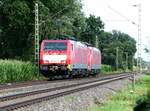 DB Cargo Lokomotive 189 041-7 mit Schwesterlok Wasserstrasse, Hamminkeln 30-07-2021.

DB Cargo locomotief 189 041-7 met zusterloc Wasserstrasse, Hamminkeln 30-07-2021.
